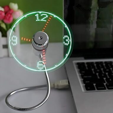 Ventilatore USB OnetwoUSB con orologio LED argento