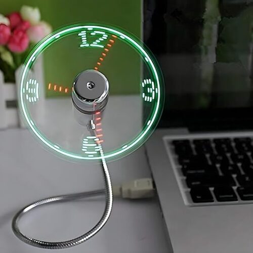 Ventilatore USB con Orologio LED Argento